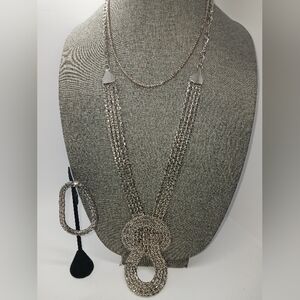 Bold MESH Jewelry Lot! Modernist Statement Necklace, Simple Chain, Bracelet